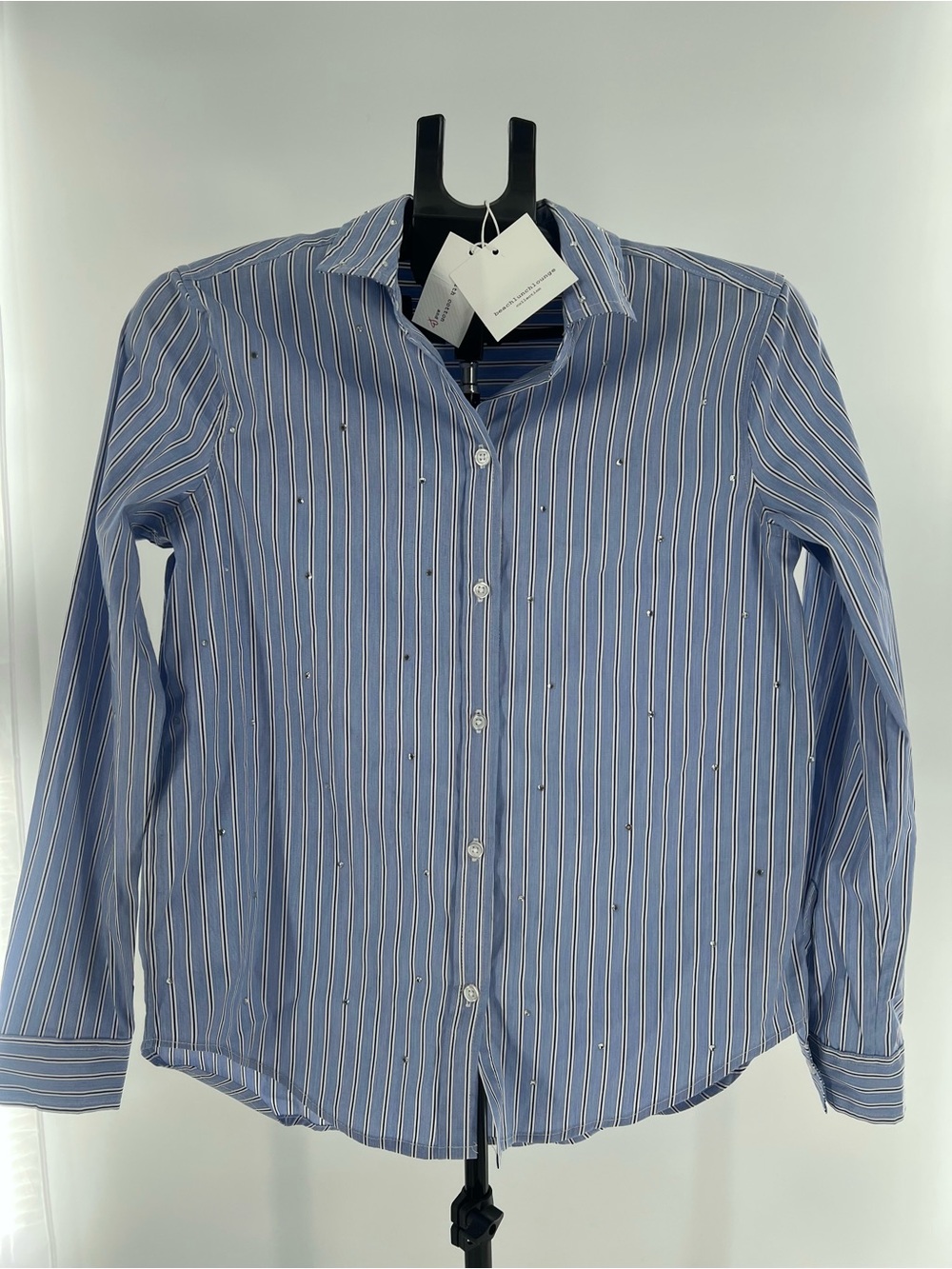 beachlunchlounge Blue and White Striped Button-Up Shirt